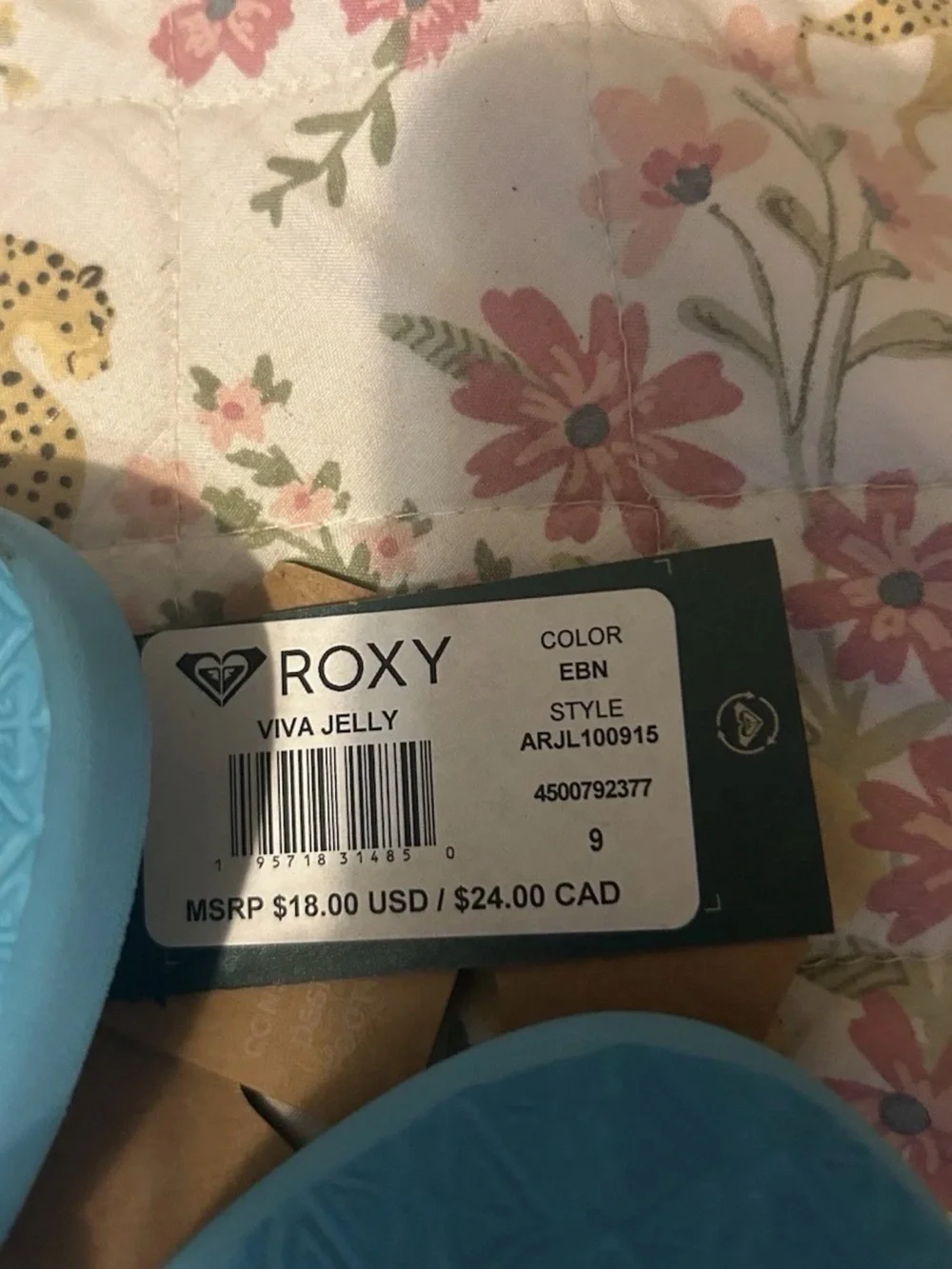Roxy Women's Teal Blue Flip Flop Sandals with Clear Straps